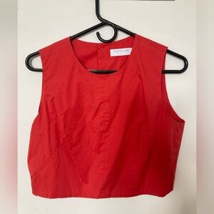Everlane The Clean Cotton Crop Tank, red, size 8